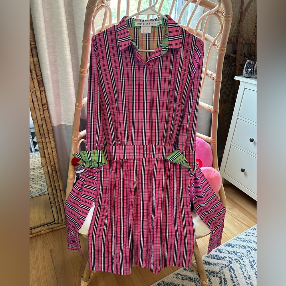 Gretchen Scott Designs Vibrant Pink & Green Plaid Dress